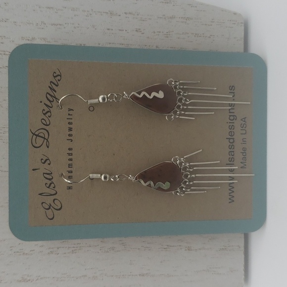 1766- Brown Natural Stone Women's Handmade Earrings NWT - Picture 1 of 4